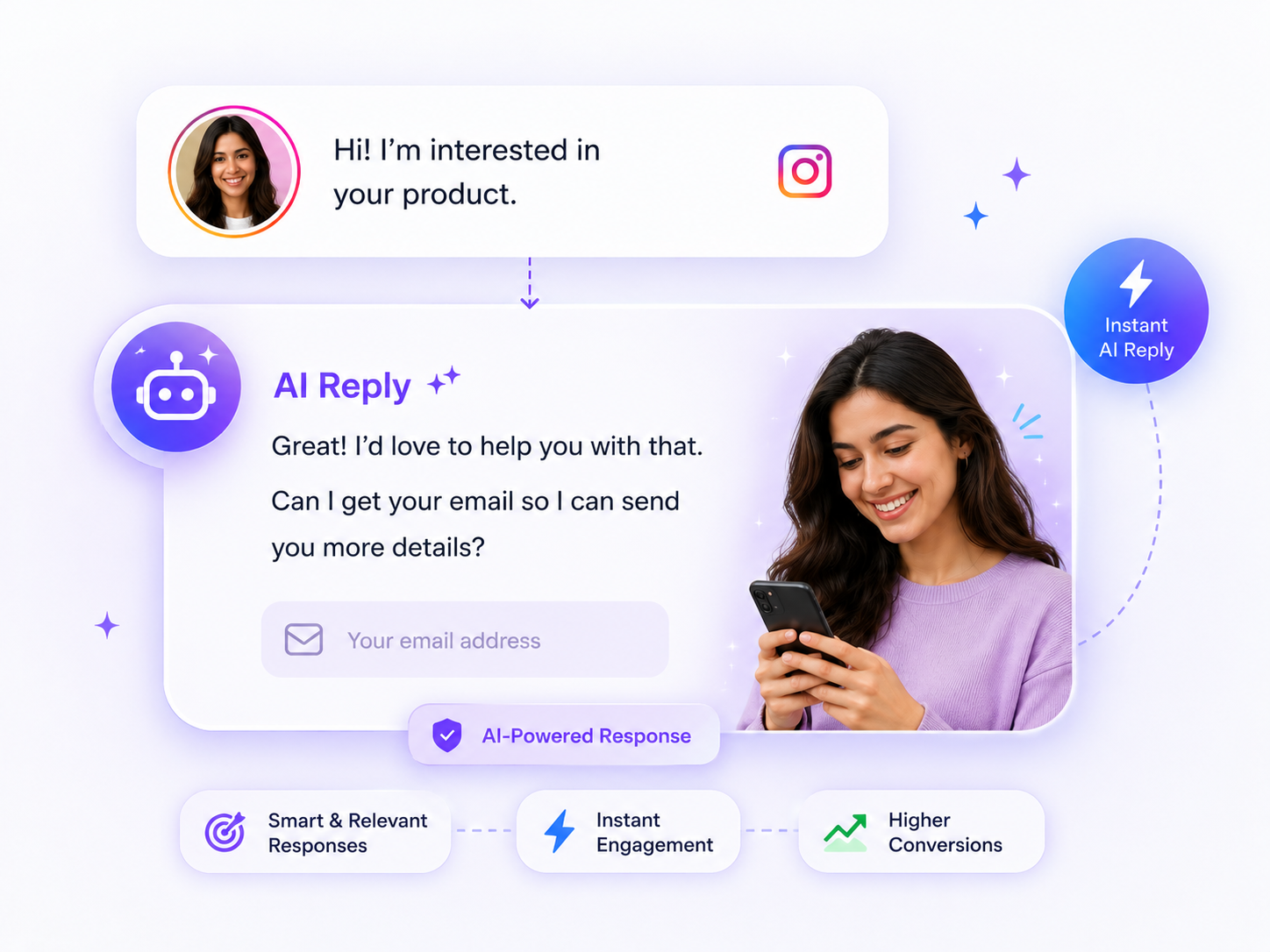 Kinnecto AI automatically replying to Instagram direct messages