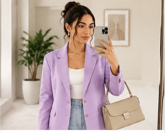 Lavender blazer co-ord set look